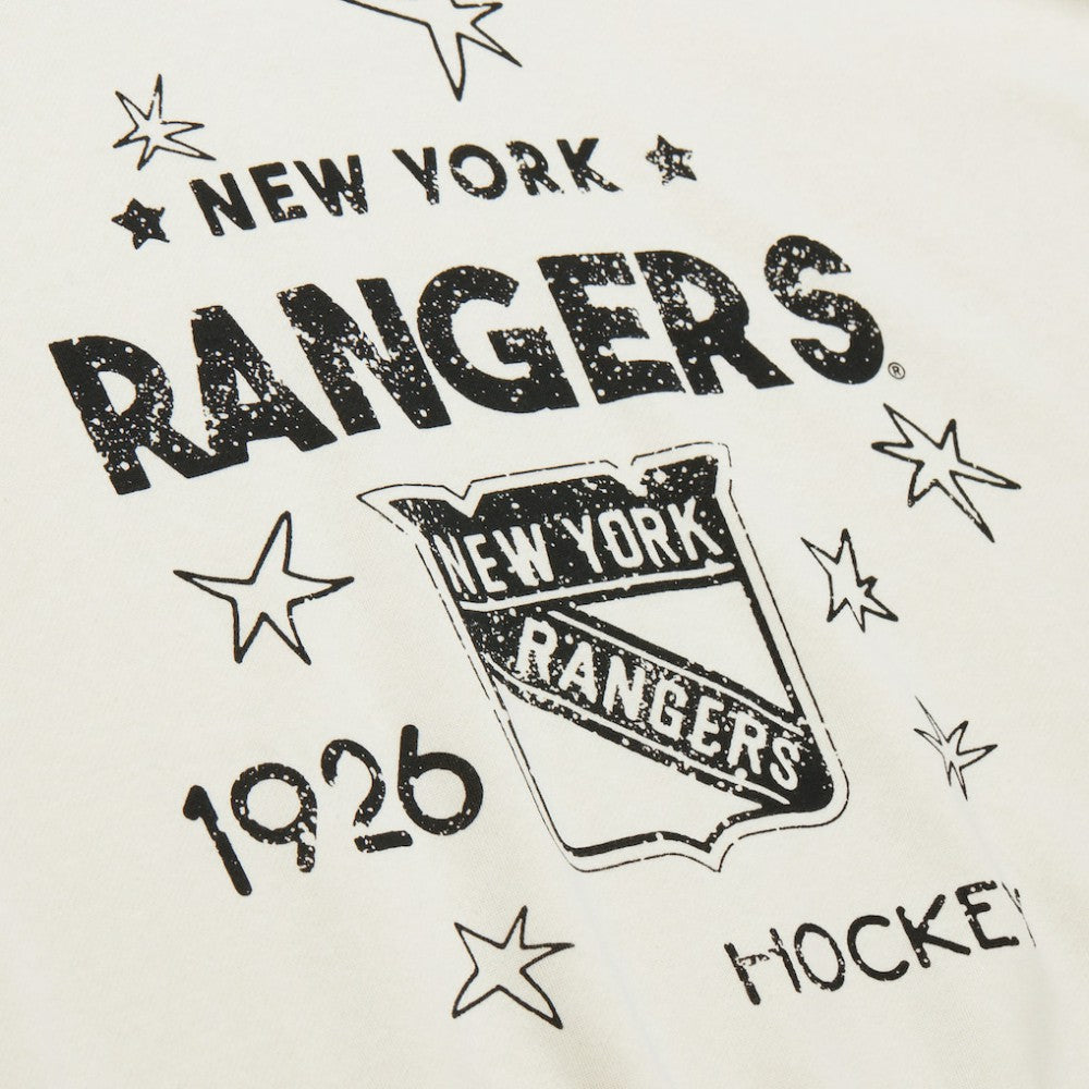 New York Rangers Mitchell & Ness Women's Logo 3.0 Pullover Sweatshirt - Cream Sweatshirts
