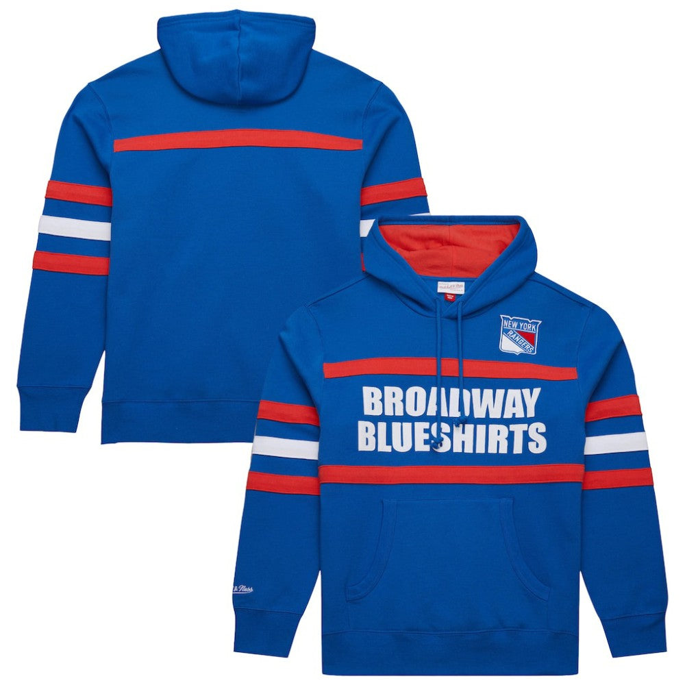 New York Rangers Mitchell & Ness Head Coach Slogan Pullover Hoodie - Blue Hoodies