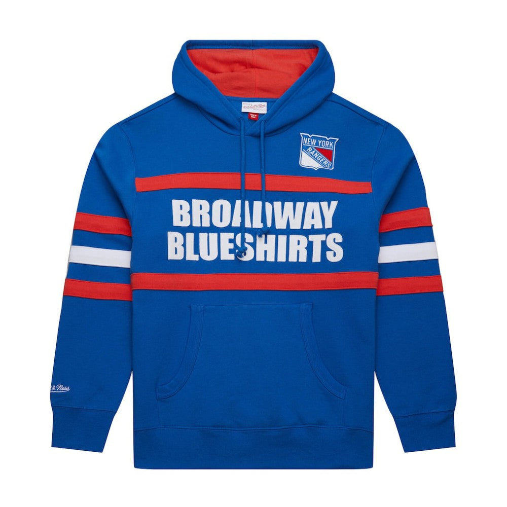 New York Rangers Mitchell & Ness Head Coach Slogan Pullover Hoodie - Blue Hoodies