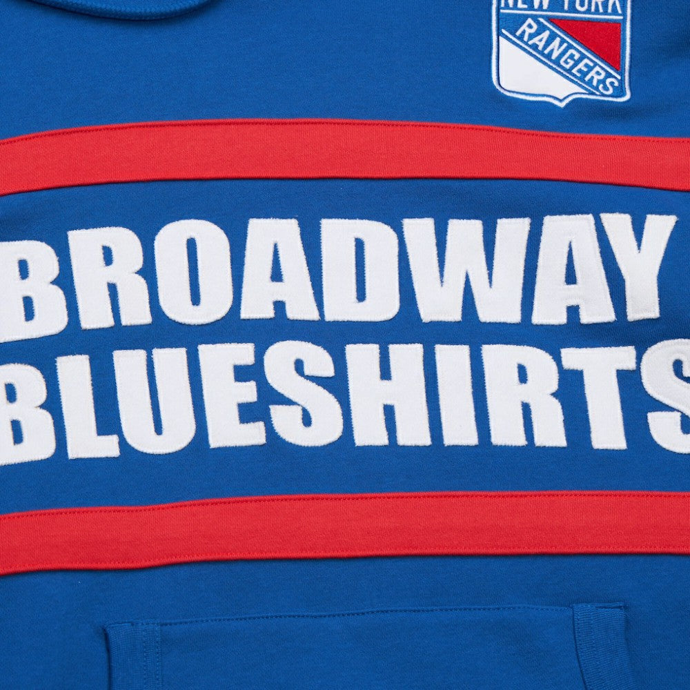 New York Rangers Mitchell & Ness Head Coach Slogan Pullover Hoodie - Blue Hoodies