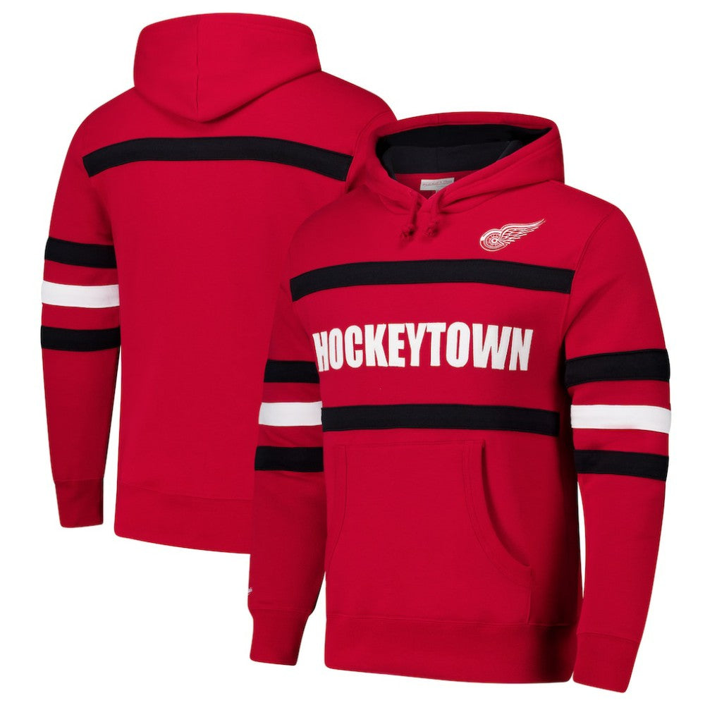 Detroit Red Wings Mitchell & Ness Head Coach Slogan Pullover Hoodie - Red Hoodies