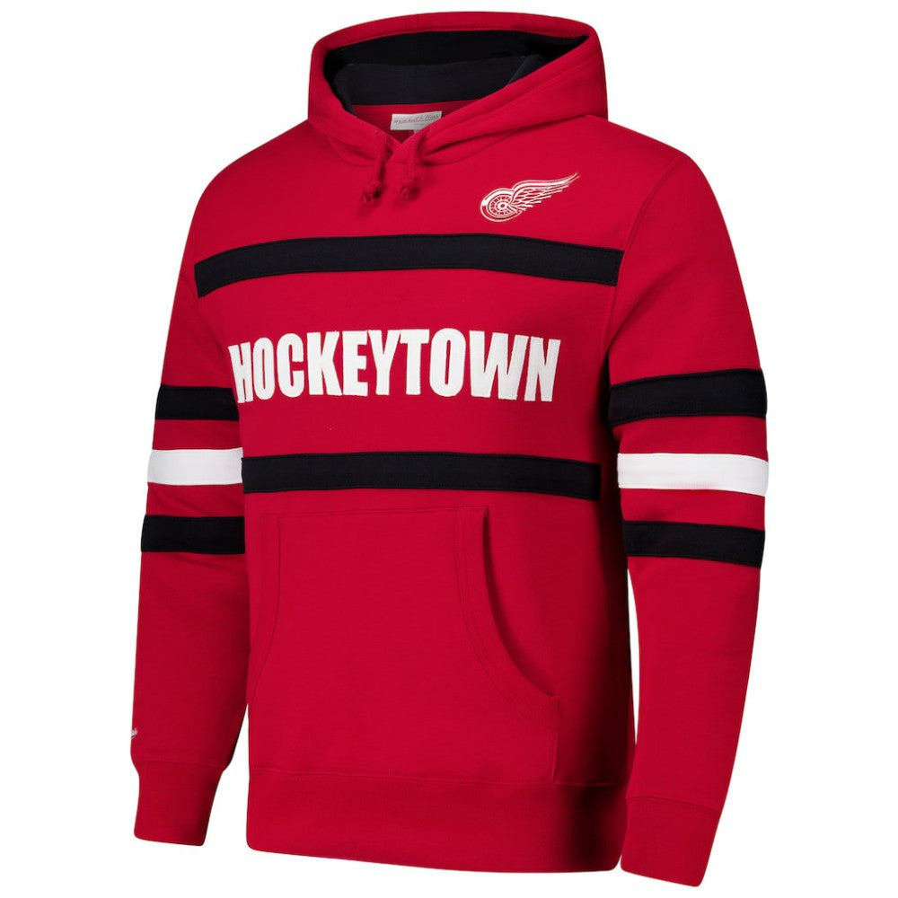 Detroit Red Wings Mitchell & Ness Head Coach Slogan Pullover Hoodie - Red Hoodies