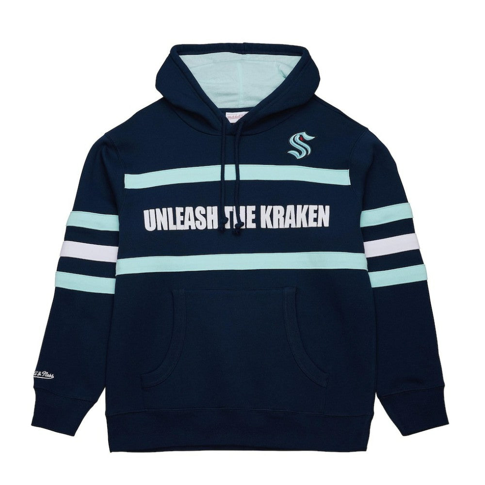 Seattle Kraken Mitchell & Ness Head Coach Slogan Pullover Hoodie - Navy Hoodies