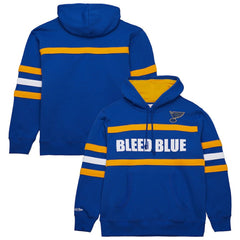 St. Louis Blues Mitchell & Ness Head Coach Slogan Pullover Hoodie - Blue Hoodies
