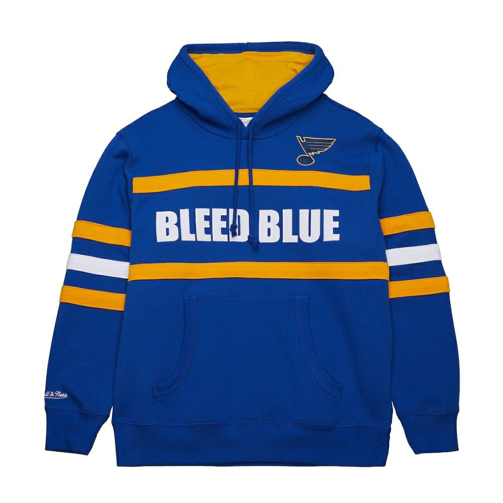 St. Louis Blues Mitchell & Ness Head Coach Slogan Pullover Hoodie - Blue Hoodies
