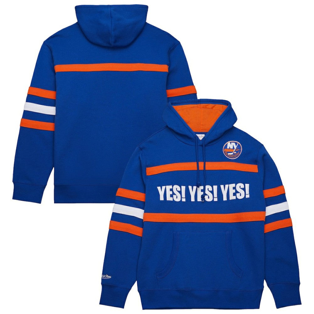 New York Islanders Mitchell & Ness Head Coach Slogan Pullover Hoodie - Royal Hoodies