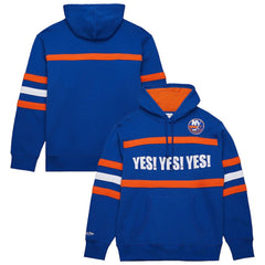 New York Islanders Mitchell & Ness Head Coach Slogan Pullover Hoodie - Royal Hoodies