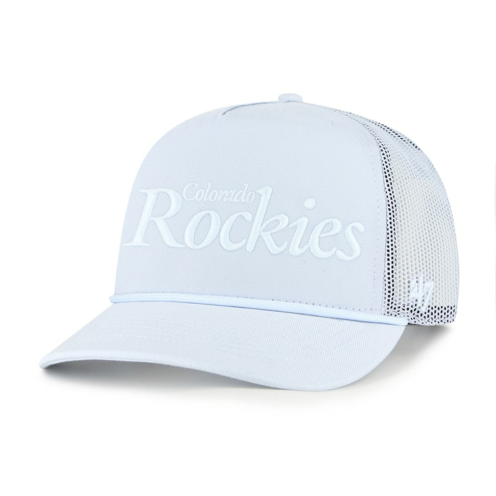 Colorado Rockies Foundation Script Hitch Adjustable Trucker Hat Light Blue