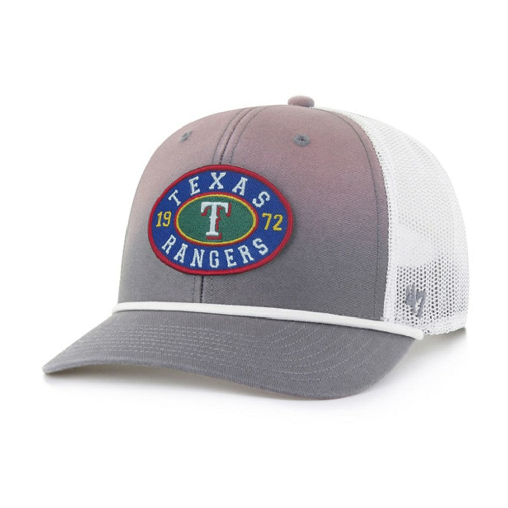 Texas Rangers Tide Sweep Rope Trucker Adjustable Hat Gray/White
