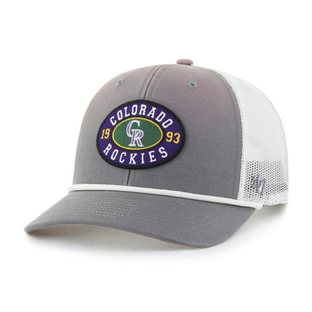 Colorado Rockies Tide Sweep Rope Trucker Adjustable Hat Gray/White