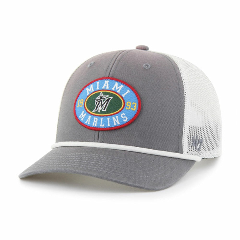 Miami Marlins Tide Sweep Rope Trucker Adjustable Hat Gray/White