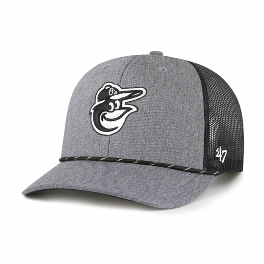 Baltimore Orioles Carbon Rope Trucker Adjustable Hat Charcoal