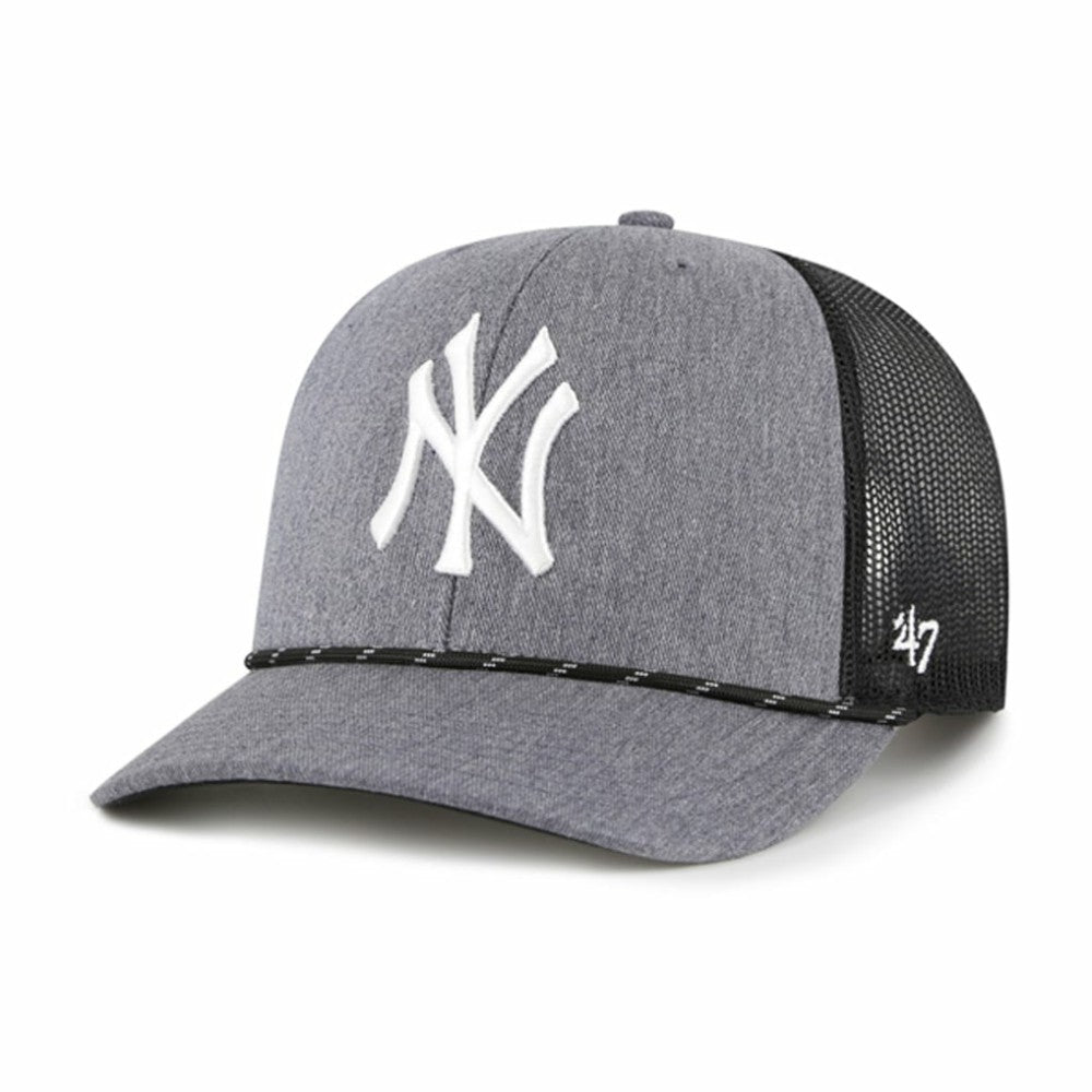 New York Yankees Carbon Rope Trucker Adjustable Hat Charcoal