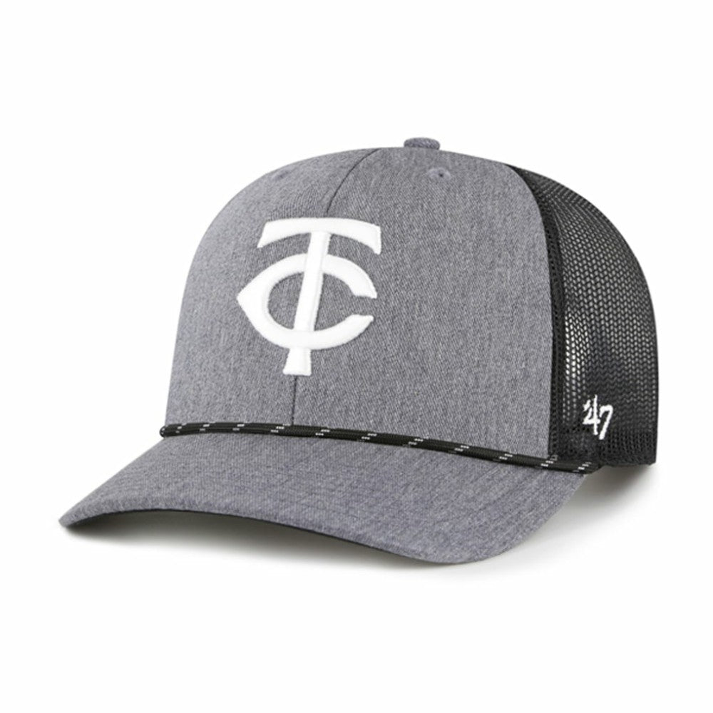 Minnesota Twins Carbon Rope Trucker Adjustable Hat Charcoal