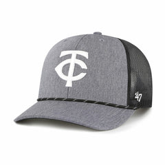 Minnesota Twins Carbon Rope Trucker Adjustable Hat Charcoal