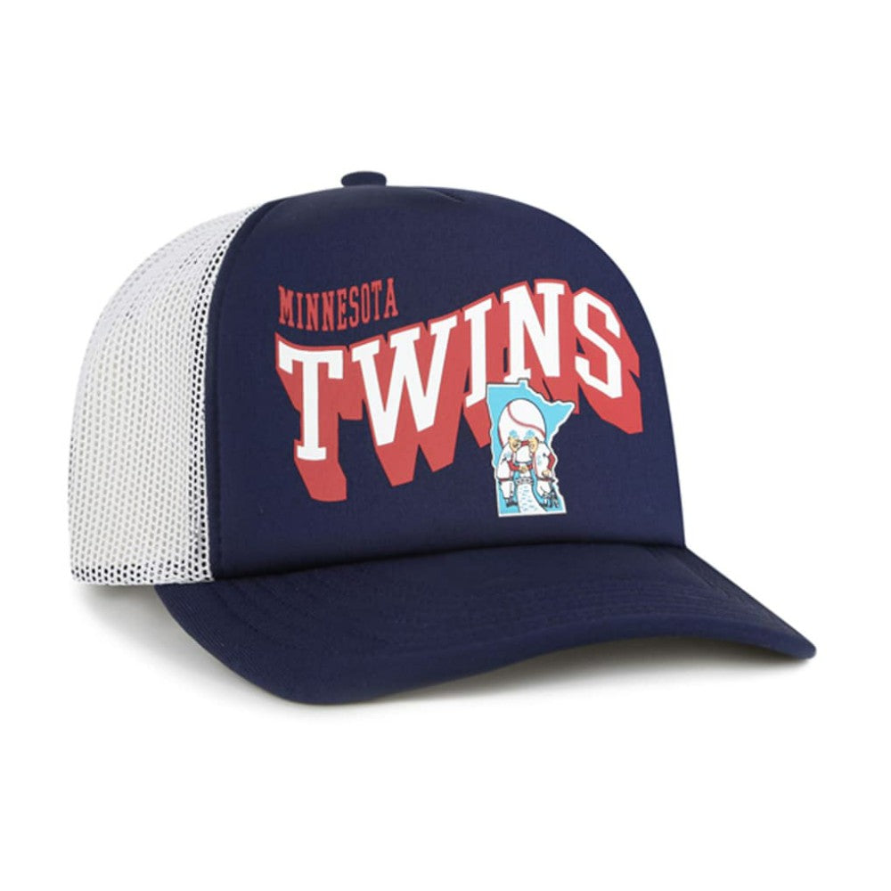 Minnesota Twins Meander Foam Trucker Snapback Hat Navy