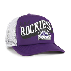 Colorado Rockies Meander Foam Trucker Snapback Hat Purple