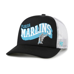 Miami Marlins Meander Foam Trucker Snapback Hat Black