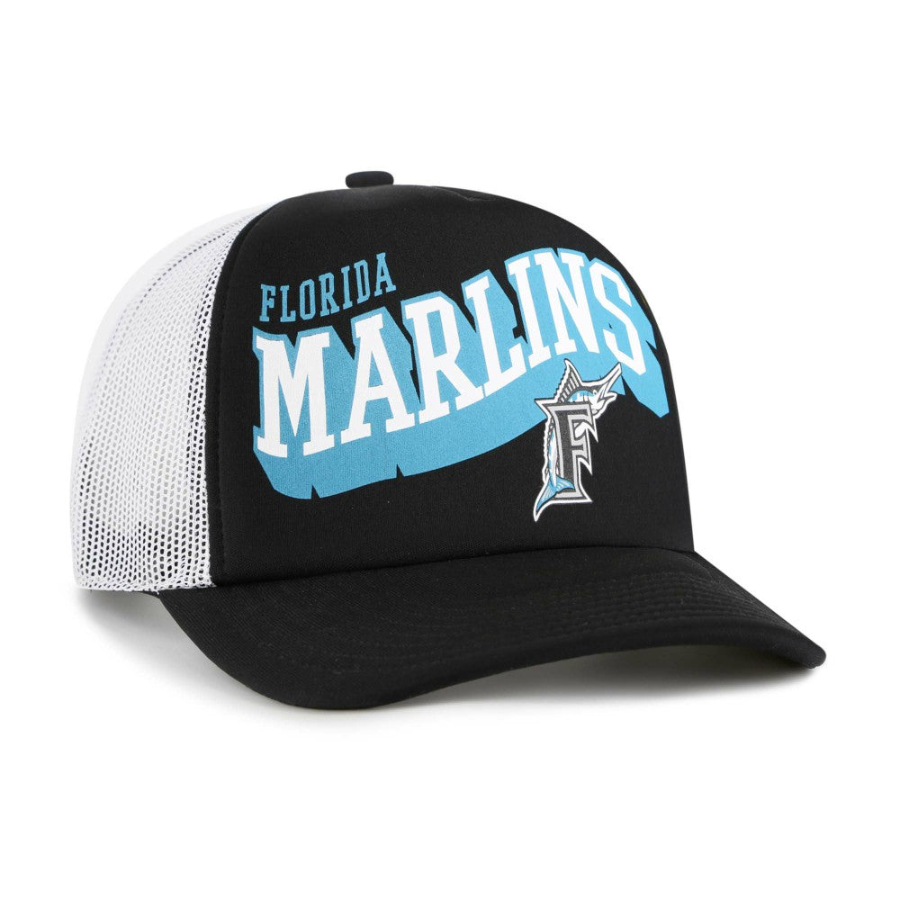 Miami Marlins Meander Foam Trucker Snapback Hat Black