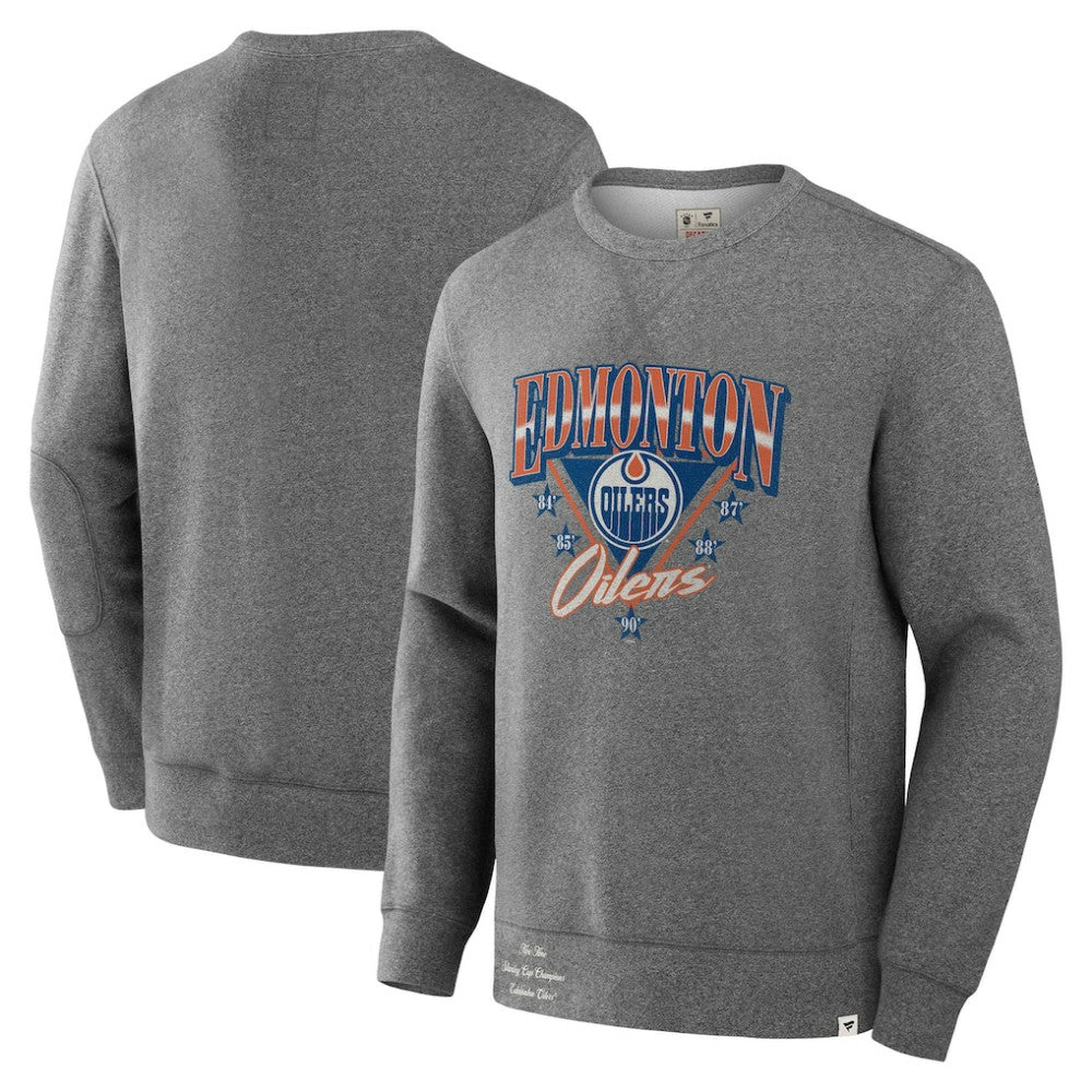 Edmonton Oilers Fanatics Decades Collection Legendary Fleece Pullover Sweatshirt - Heather Gray Sweatshirts