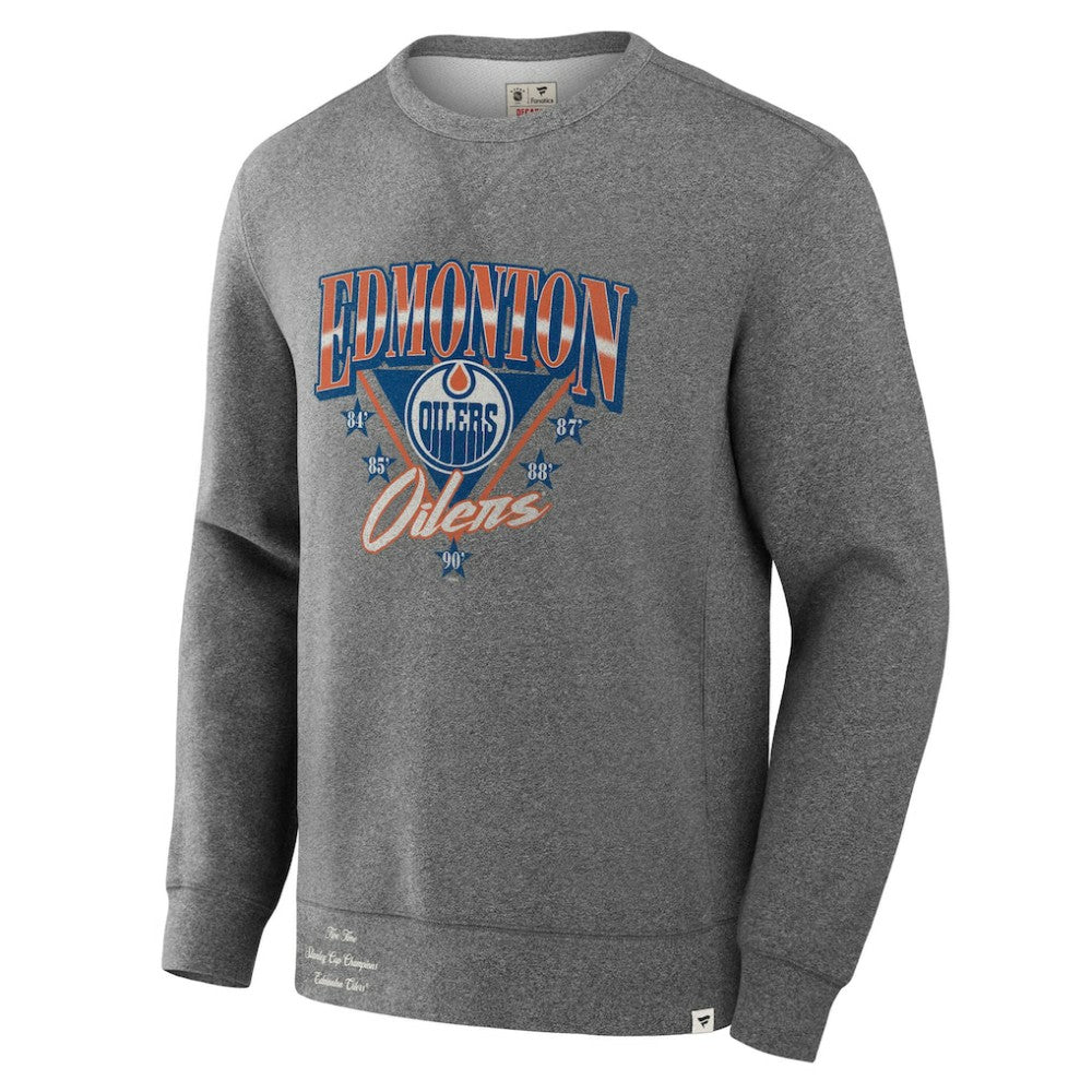 Edmonton Oilers Fanatics Decades Collection Legendary Fleece Pullover Sweatshirt - Heather Gray Sweatshirts