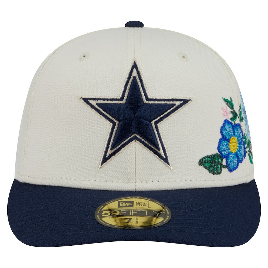 Dallas Cowboys New Era Tonal Florals 59FIFTY Fitted Hat - Cream/Navy outlet