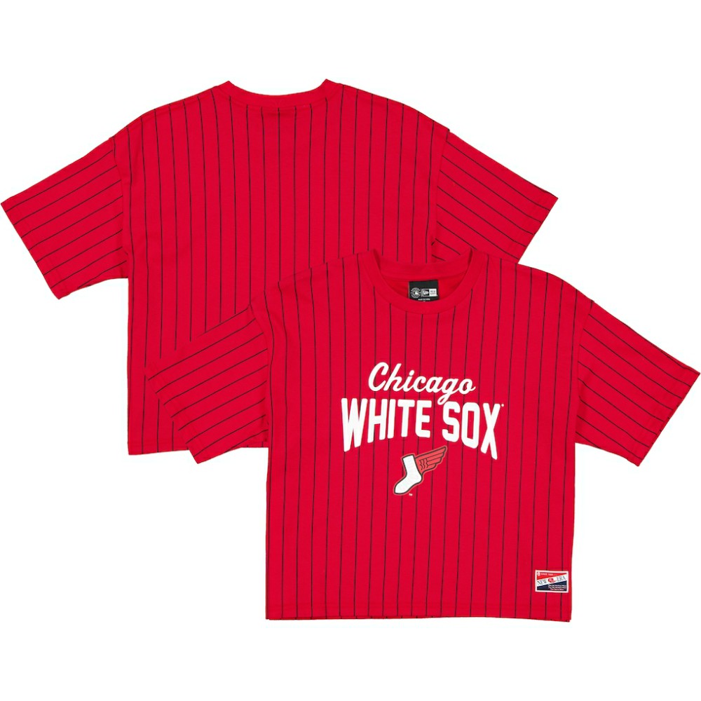 Chicago White Sox Women's 2025 City Connect Pinstripe T-Shirt Red/Black