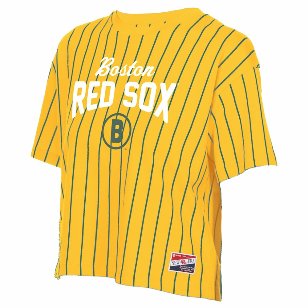 Boston Red Sox Women's 2025 City Connect Pinstripe T-Shirt Yellow