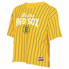 Boston Red Sox Women's 2025 City Connect Pinstripe T-Shirt Yellow