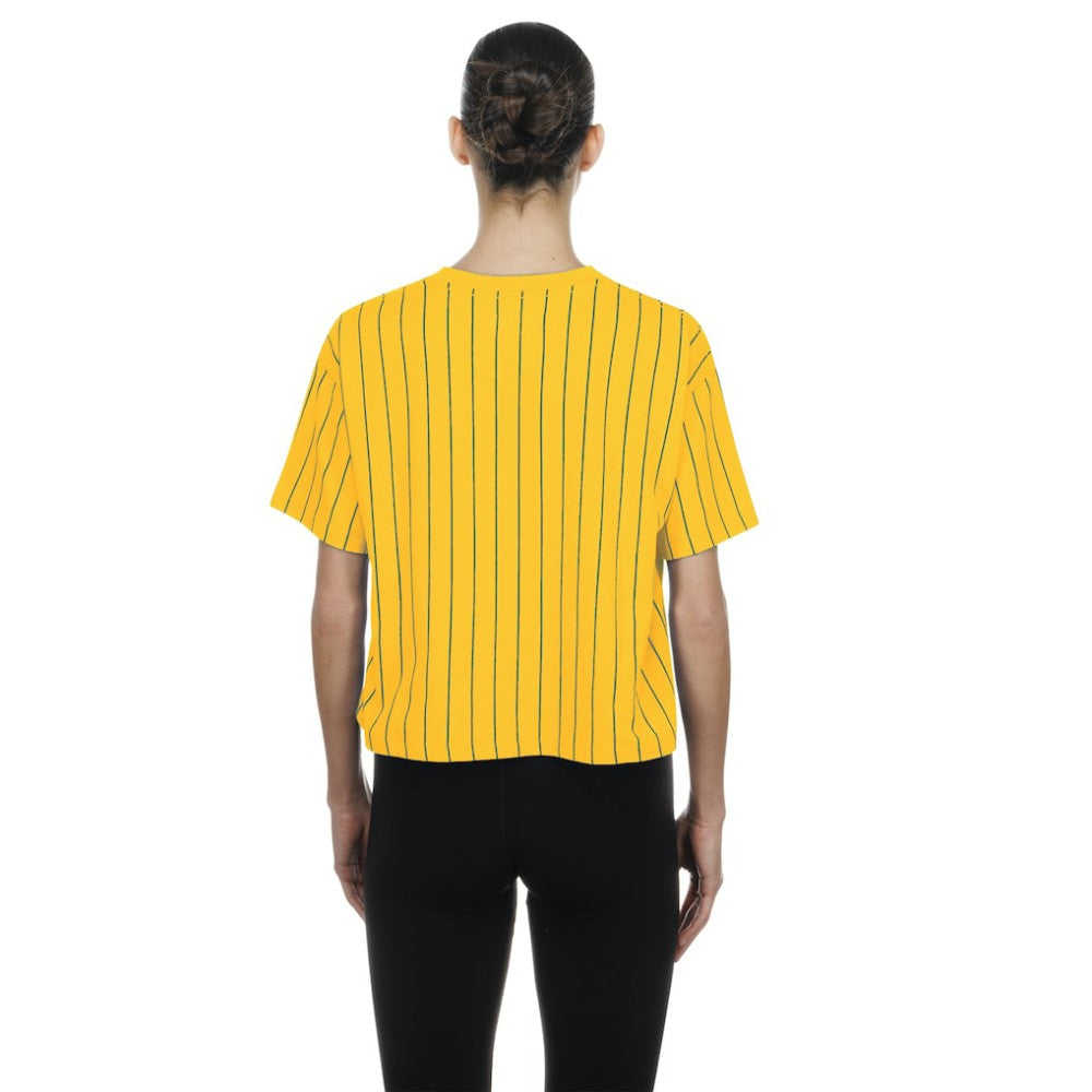 Boston Red Sox Women's 2025 City Connect Pinstripe T-Shirt Yellow