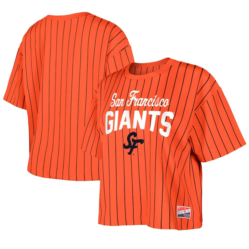 San Francisco Giants Women's 2025 City Connect Boxy Pinstripe T-Shirt Orange