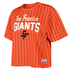 San Francisco Giants Women's 2025 City Connect Boxy Pinstripe T-Shirt Orange