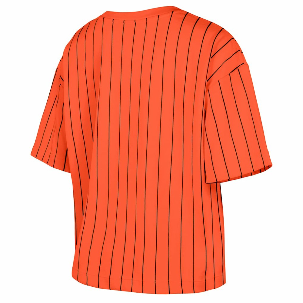 San Francisco Giants Women's 2025 City Connect Boxy Pinstripe T-Shirt Orange