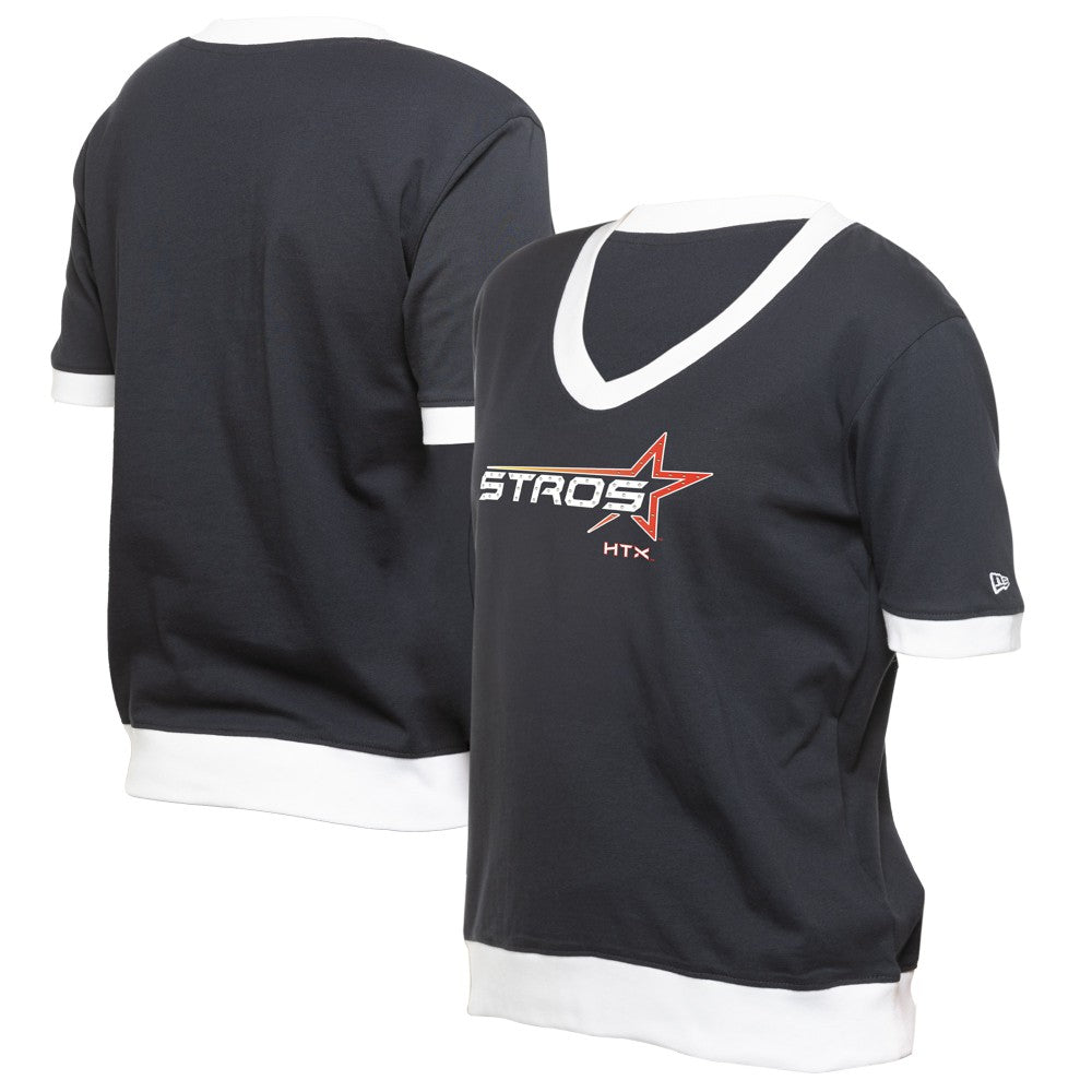Houston Astros Women's 2025 City Connect Rhinestone V-Neck T-Shirt Navy