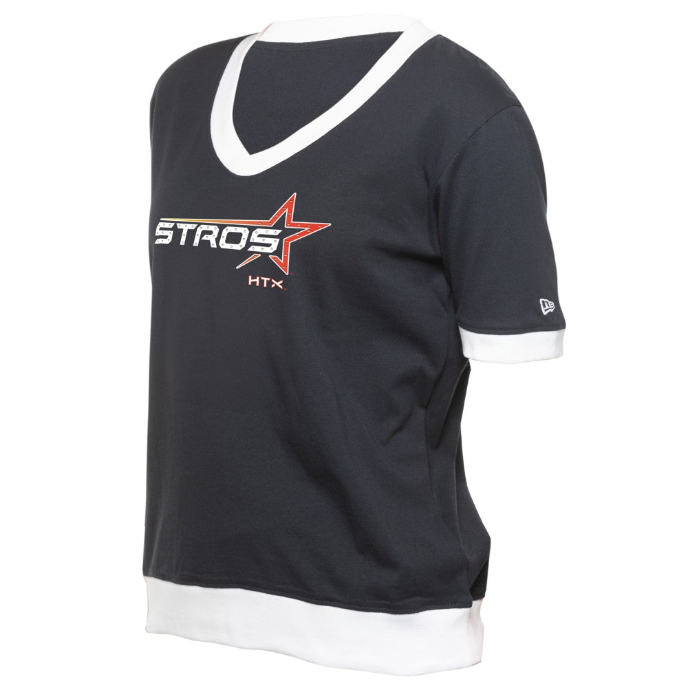Houston Astros Women's 2025 City Connect Rhinestone V-Neck T-Shirt Navy