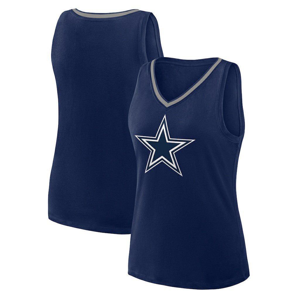 Dallas Cowboys Logo Athletic Women's Plus Size Stellar Win V-Neck Tank Top - Navy on sale
