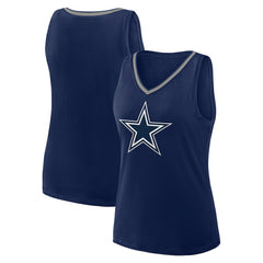 Dallas Cowboys Logo Athletic Women's Plus Size Stellar Win V-Neck Tank Top - Navy on sale