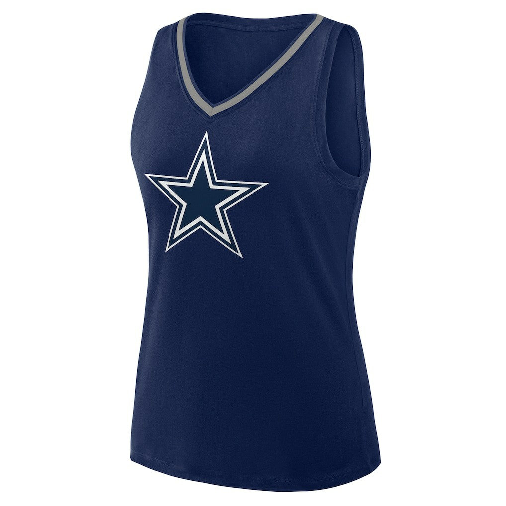 Dallas Cowboys Logo Athletic Women's Plus Size Stellar Win V-Neck Tank Top - Navy on sale