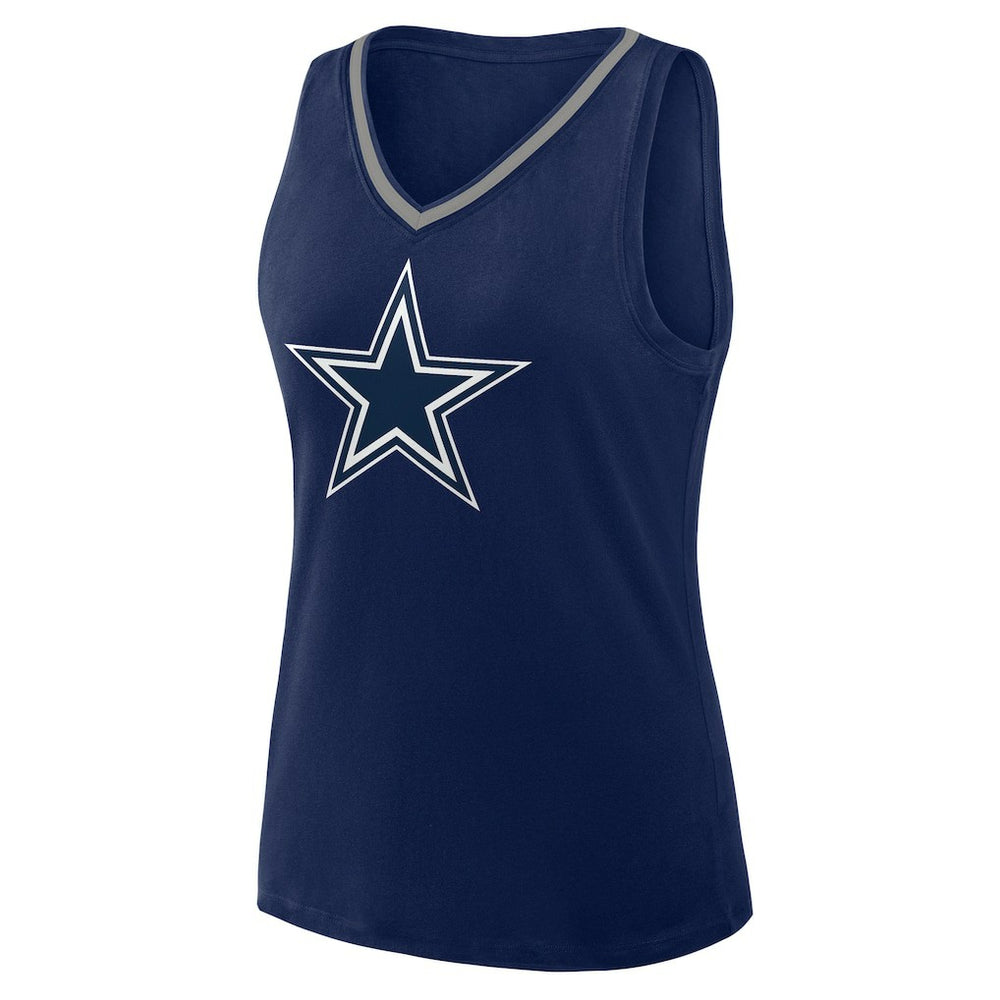 Dallas Cowboys Logo Athletic Women's Plus Size Stellar Win V-Neck Tank Top - Navy on sale