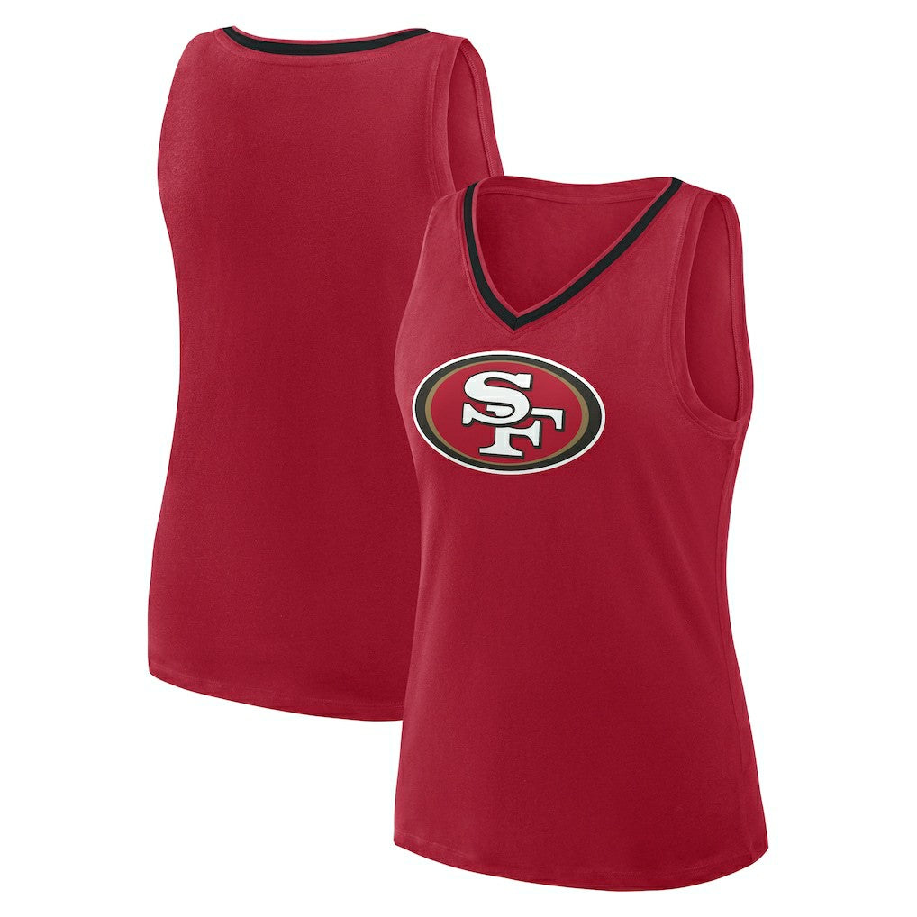 San Francisco 49ers Logo Athletic Women's Plus Size Stellar Win V-Neck Tank Top - Scarlet on sale