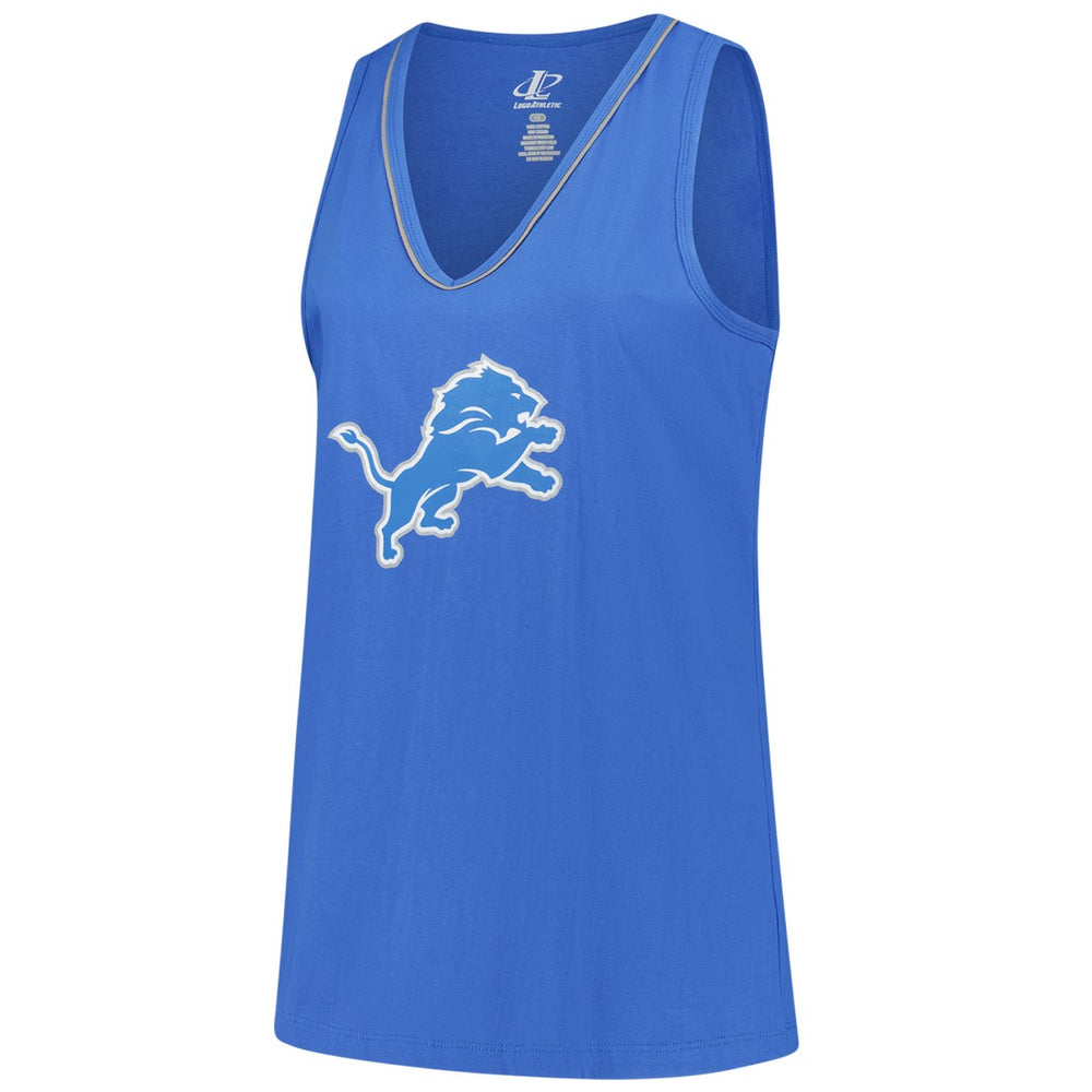 Detroit Lions Logo Athletic Women's Plus Size Stellar Win V-Neck Tank Top - Blue cheap