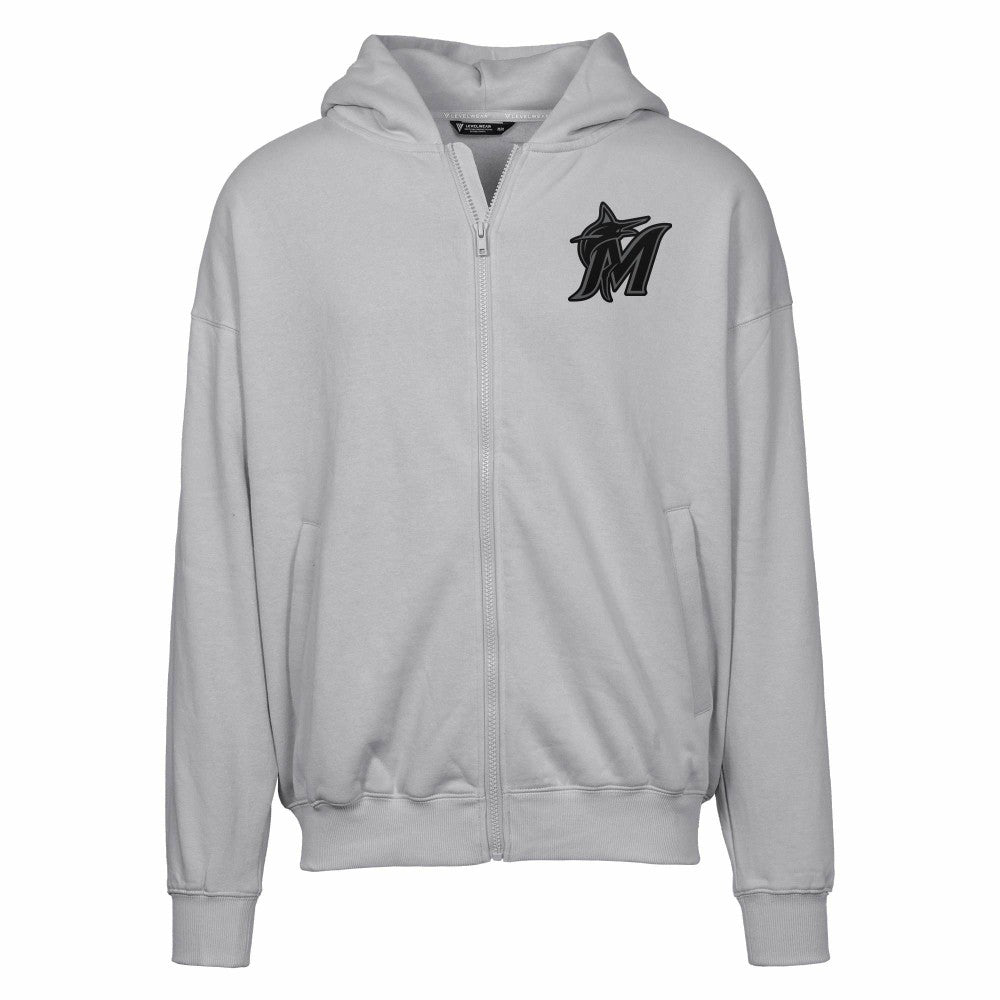 Miami Marlins Levelwear Uphill Abyssal Full-Zip Hoodie Gray