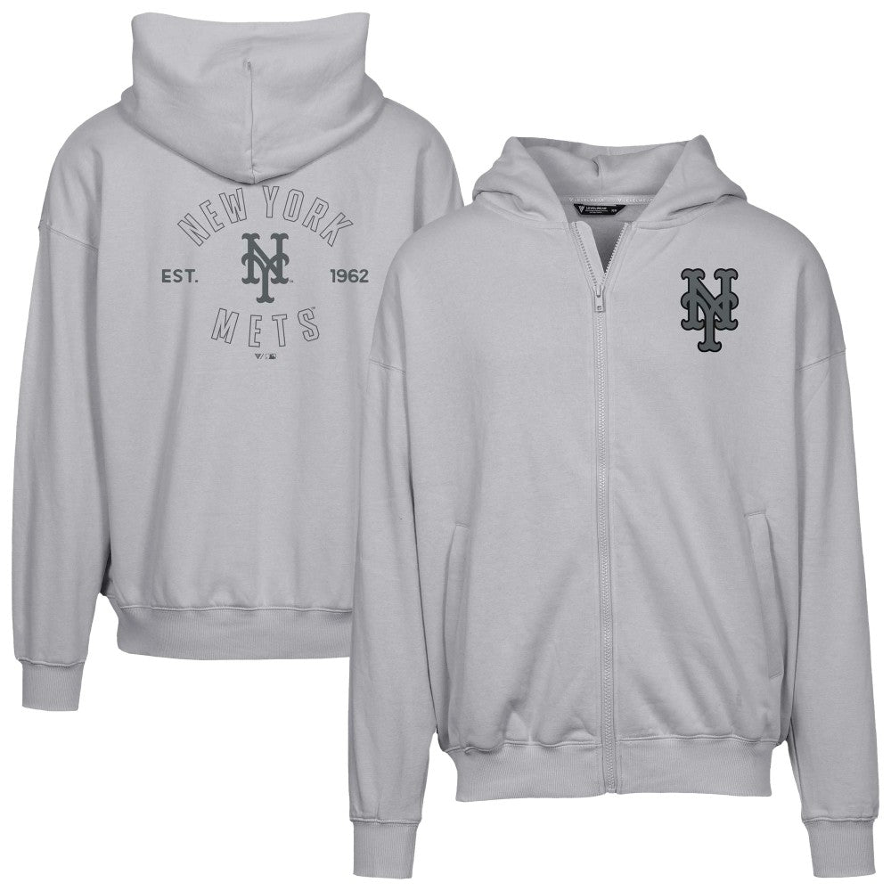 New York Mets Levelwear Uphill Abyssal Full-Zip Hoodie Gray