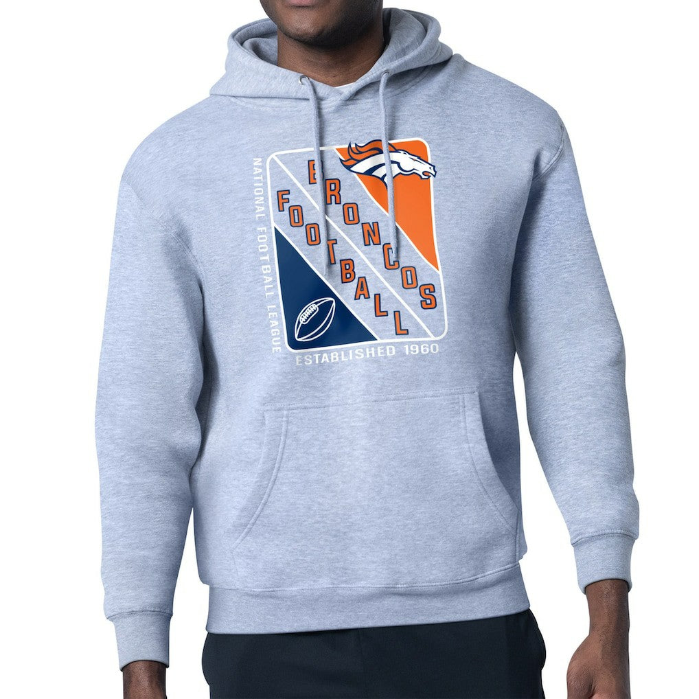 Denver Broncos Starter Shield Logo Pullover Hoodie - Heather Gray cheap