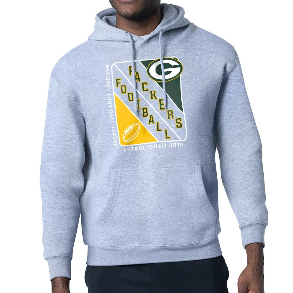 Green Bay Packers Starter Shield Logo Pullover Hoodie - Heather Gray sale