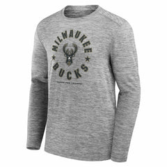 Milwaukee Bucks NBA Hoops for Troops Long Sleeve T-Shirt - Heather Gray cheap