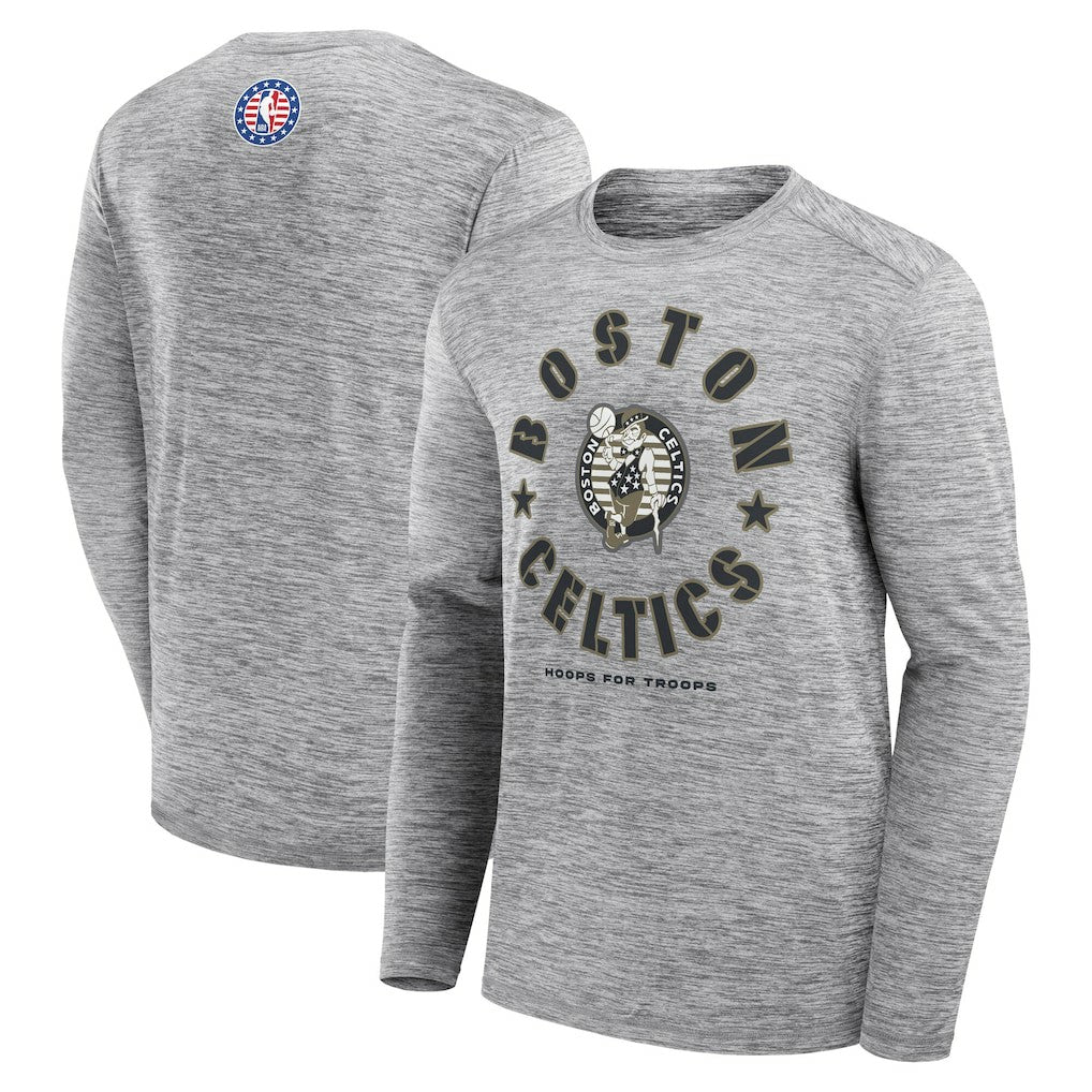 Boston Celtics NBA Hoops for Troops Long Sleeve T-Shirt - Heather Gray cheap