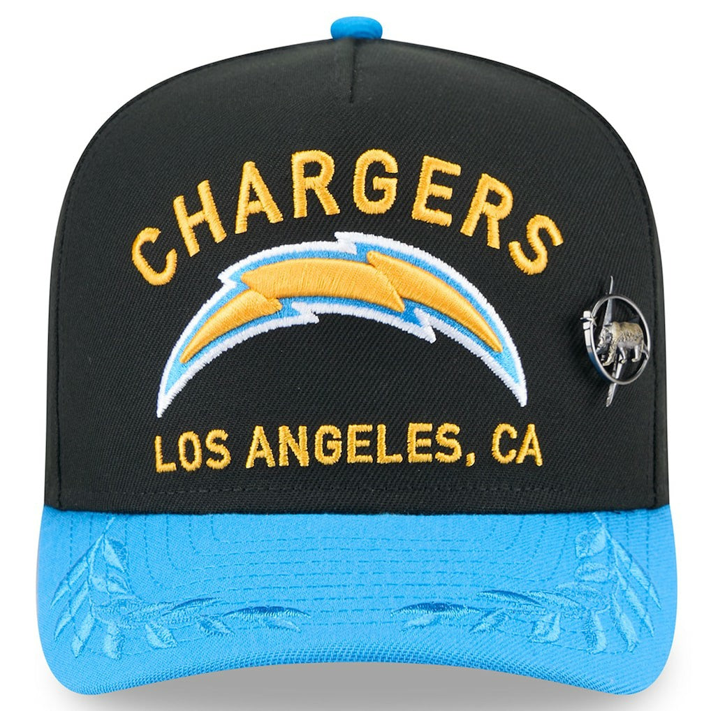Los Angeles Chargers New Era 2025 NFL Draft On Stage A-Frame 59FIFTY Fitted Hat - Black/Powder Blue sale