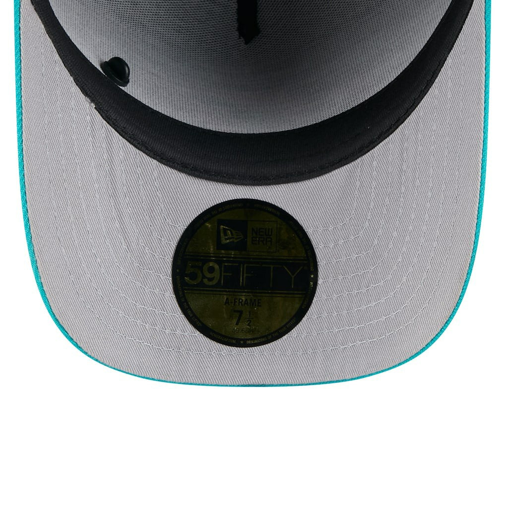 Miami Dolphins New Era 2025 NFL Draft On Stage A-Frame 59FIFTY Fitted Hat - Black/Aqua on sale