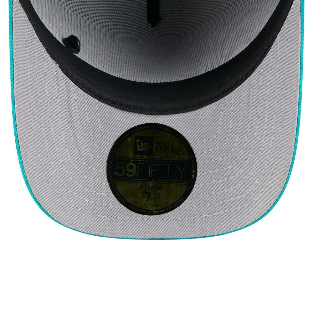 Miami Dolphins New Era 2025 NFL Draft On Stage A-Frame 59FIFTY Fitted Hat - Black/Aqua on sale